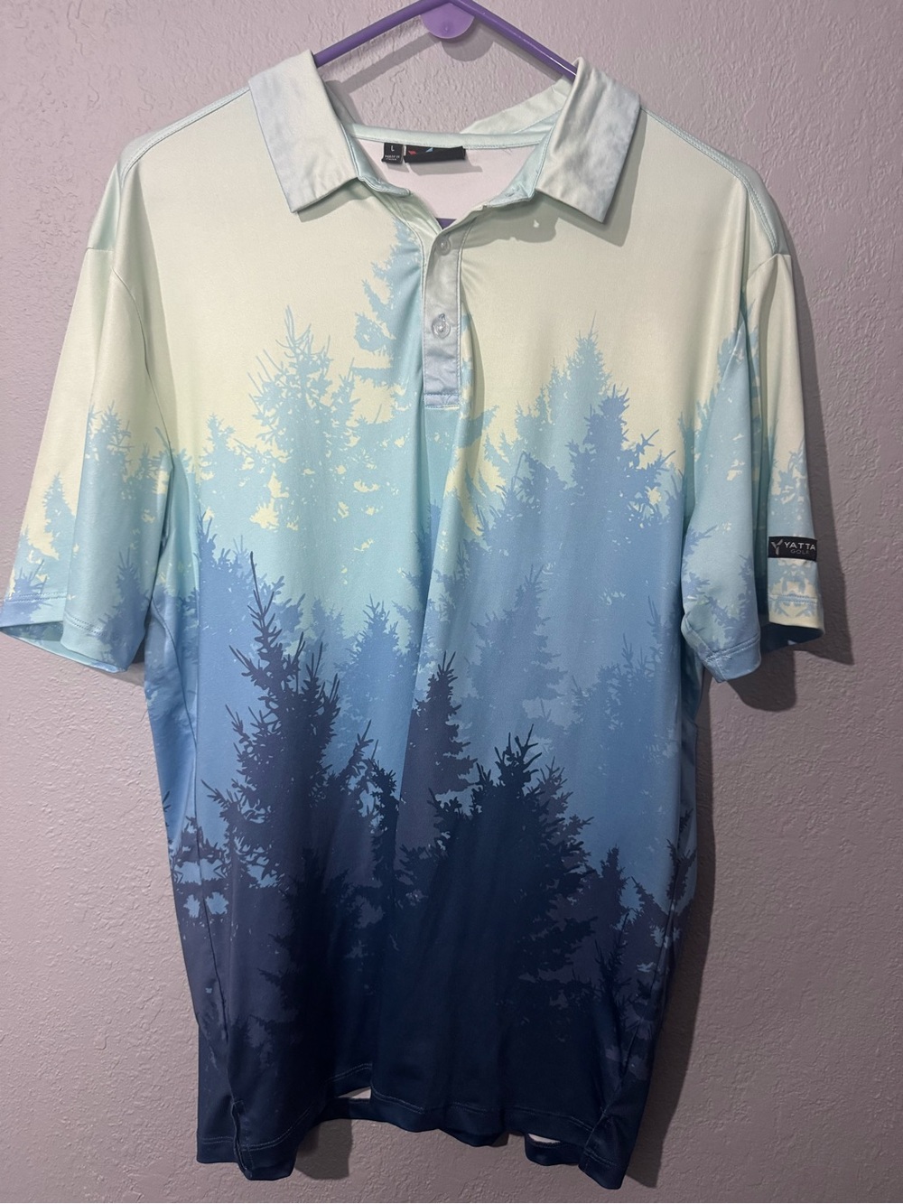 Men’s Blue Gradient Forest Polo Yatta Golf Shirt